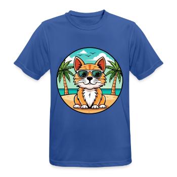 Lunettes de soleil de dessin animé de race de chat à poil long allemand plage - T-shirt respirant Homme - bleu royal - Devant - AI Model Male 185 dark (185cm)