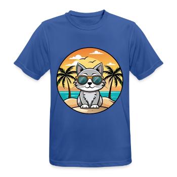 American Curl Katzenrasse Cartoon Sonnenbrille Strand - Männer T-Shirt atmungsaktiv - Royalblau - Vorne - AI Model Male 185 dark (185cm)