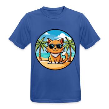 Ingwer Langhaar Katze Rasse Cartoon Sonnenbrille Strand - Männer T-Shirt atmungsaktiv - Royalblau - Vorne - AI Model Male 185 dark (185cm)