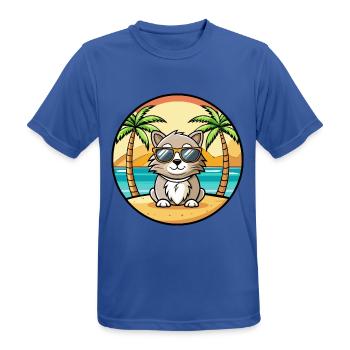 Laperm Cat Breed Cartoon Lunettes de soleil Beach - T-shirt respirant Homme - bleu royal - Devant - AI Model Male 185 dark (185cm)