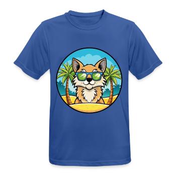 Lunettes de soleil de dessin animé de race de chat à poil long allemand plage - T-shirt respirant Homme - bleu royal - Devant - AI Model Male 185 dark (185cm)