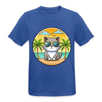 Britisch Kurzhaar Katzenrasse Cartoon Sonnenbrille Strand - Männer T-Shirt atmungsaktiv - Royalblau - Vorne - AI Model Male 185 dark (185cm)