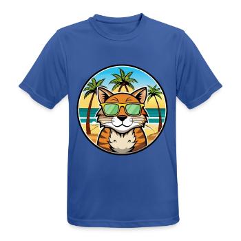 California Spangled Cat Breed Cartoon Sunglasses - Men's Breathable T-Shirt - royal blue - Front - AI Model Male 185 dark (185cm)