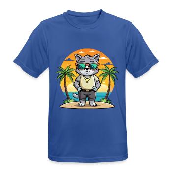 Britische Falte Kurzhaar Katzenrasse Cartoon Strand - Männer T-Shirt atmungsaktiv - Royalblau - Vorne - AI Model Male 185 dark (185cm)