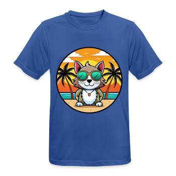 Bombai Katzenrasse Cartoon Sonnenbrille Strand - Männer T-Shirt atmungsaktiv - Royalblau - Vorne - AI Model Male 185 dark (185cm)
