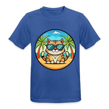 Amerikanische Polydactyl Katzenrasse Cartoon Sonnenbrille - Männer T-Shirt atmungsaktiv - Royalblau - Vorne - AI Model Male 185 dark (185cm)