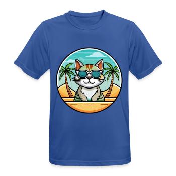 American Wirehair Cat Breed Cartoon Sunglass Beach - Men's Breathable T-Shirt - royal blue - Front - AI Model Male 185 dark (185cm)