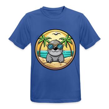 Siegel Lustige Cartoon Sommer Strand Sonnenbrille Aufkleber - Männer T-Shirt atmungsaktiv - Royalblau - Vorne - AI Model Male 185 dark (185cm)