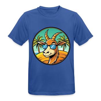 Antelope Funny Cartoon Summer Beach Sunglasses - Men's Breathable T-Shirt - royal blue - Front - AI Model Male 185 dark (185cm)