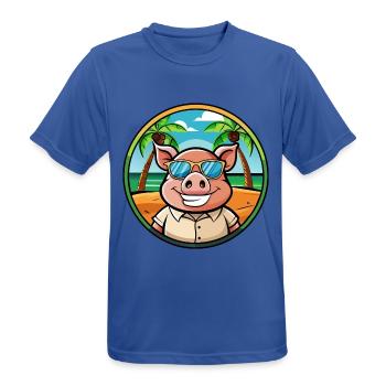 Cochon Drôle Dessin Animé Plage D’été Lunettes De Soleil Autocollant - T-shirt respirant Homme - bleu royal - Devant - AI Model Male 185 dark (185cm)