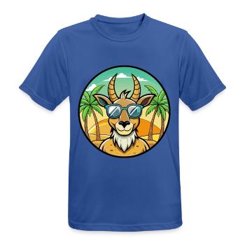 Antelope Funny Cartoon Summer Beach Sunglasses - Men's Breathable T-Shirt - royal blue - Front - AI Model Male 185 dark (185cm)