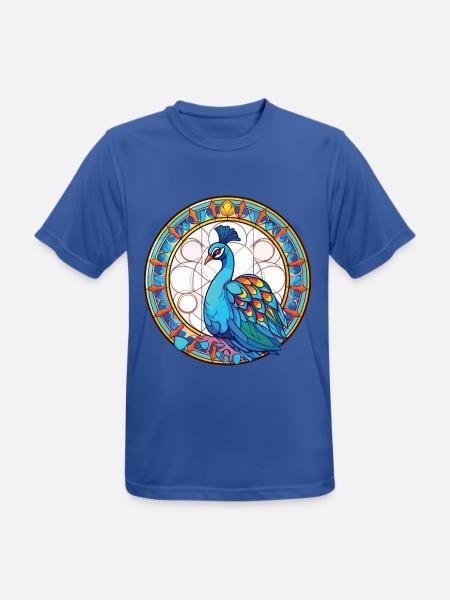 Pfau Buntes Aquarell Tier Illustration - Männer T-Shirt atmungsaktiv - Royalblau