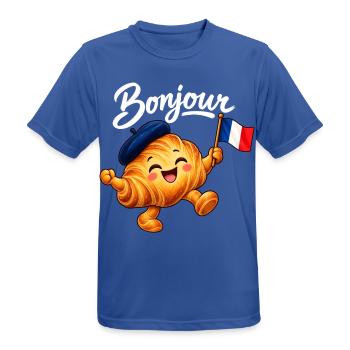 Cute French Croissant Bonjour Paris - Männer T-Shirt atmungsaktiv - Royalblau - Vorne - AI Model Male 185 dark (185cm)
