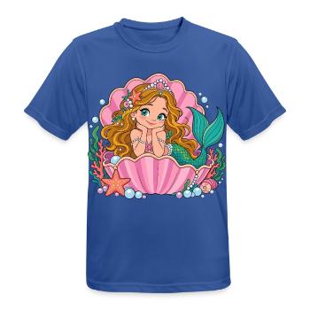 Süße Meerjungfrau in Muschel – Meeresprinzessin - Männer T-Shirt atmungsaktiv - Royalblau - Vorne - AI Model Male 185 dark (185cm)