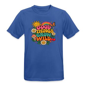 Good Things Grow Wild – Bunte Retro-Blumen - Männer T-Shirt atmungsaktiv - Royalblau - Vorne - AI Model Male 185 dark (185cm)