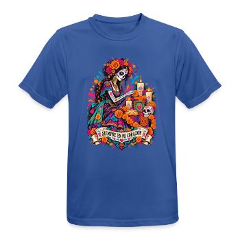 DiaMuertos Herzblüte - Männer T-Shirt atmungsaktiv - Royalblau - Vorne - AI Model Male 185 dark (185cm)