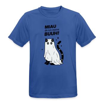 Miau äh ich meine Buuh! - Katze Gespenst Halloween - Männer T-Shirt atmungsaktiv - Royalblau - Vorne - AI Model Male 185 dark (185cm)
