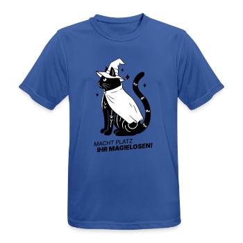 Macht Platz ihr Magielosen! – Schwarze Katze Hexe - Männer T-Shirt atmungsaktiv - Royalblau - Vorne - AI Model Male 185 dark (185cm)