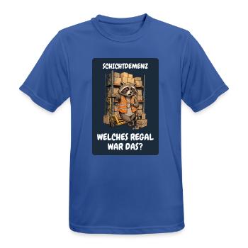 Schichtdemenz Lager – Welches Regal war das? - Männer T-Shirt atmungsaktiv - Royalblau - Vorne - AI Model Male 185 dark (185cm)