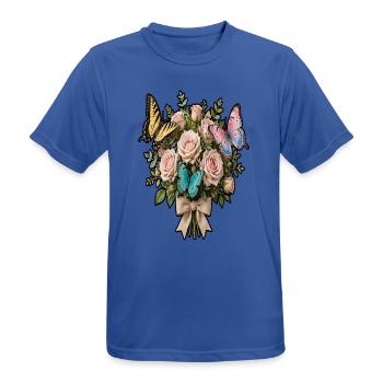 Rosen- und Schmetterlingsstrauß - Männer T-Shirt atmungsaktiv - Royalblau - Vorne - AI Model Male 185 dark (185cm)