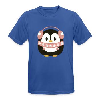 Süßer Pinguin mit Schal und Ohrwärmern in Hellrosa - Männer T-Shirt atmungsaktiv - Royalblau - Vorne - AI Model Male 185 dark (185cm)