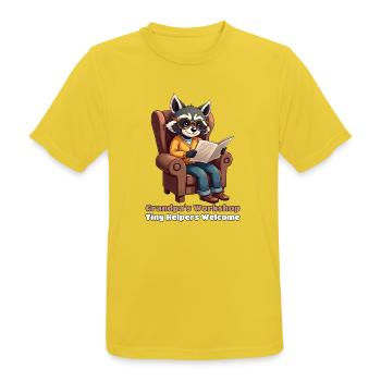 Grandpa's Workshop: Tiny Helpers Welcome - Männer T-Shirt atmungsaktiv - Sonnengelb - Vorne - AI Model Male 185 dark (185cm)