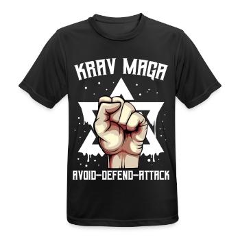 Krav Maga - Männer T-Shirt atmungsaktiv - Schwarz - Vorne - AI Model Male 178 light (178cm)