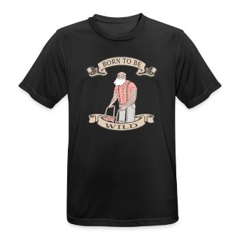 Aktiver Senior mit Rollator - Männer T-Shirt atmungsaktiv - Schwarz - Vorne - AI Model Male 178 light (178cm)
