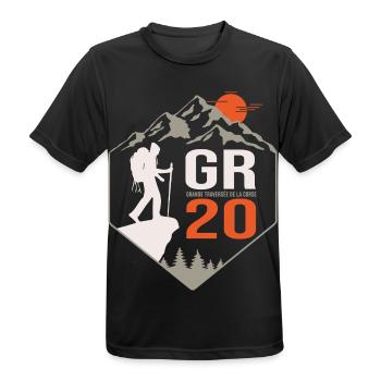 GR 20 Korsischer Wanderweg GR 20 - Männer T-Shirt atmungsaktiv - Schwarz - Vorne - AI Model Male 178 light (178cm)