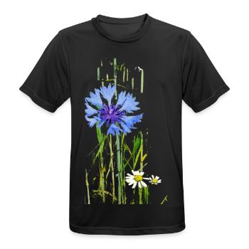 Kornblumen und Gänseblümchen Muster - Männer T-Shirt atmungsaktiv - Schwarz - Vorne - AI Model Male 178 light (178cm)
