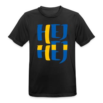 SUÈDE HEJ HEJ SUÉDOIS - T-shirt respirant Homme - noir - Devant - AI Model Male 178 light (178cm)