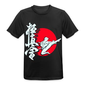 Kyokushin Karate Karatekämpfer Okinawa Karateka - Männer T-Shirt atmungsaktiv - Schwarz - Vorne - AI Model Male 178 light (178cm)
