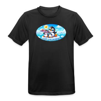 Funny Penguins - Men's Breathable T-Shirt - black - Front - AI Model Male 178 light (178cm)