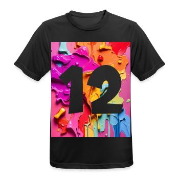 NR. 12 NUMMER 12 BUNT 12. GEBURTSTAG - Männer T-Shirt atmungsaktiv - Schwarz - Vorne - AI Model Male 178 light (178cm)