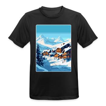 Val Thorens Frankreich Vintage Reiseplakat Souvenir - Männer T-Shirt atmungsaktiv - Schwarz - Vorne - AI Model Male 178 light (178cm)