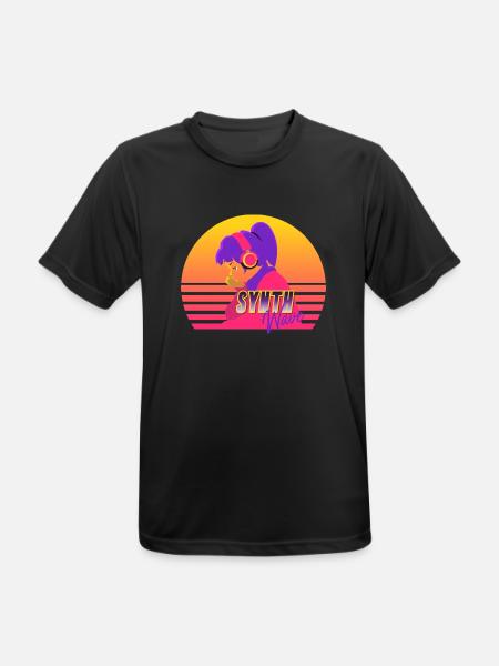 Synthwave Girl - Männer T-Shirt atmungsaktiv - Schwarz