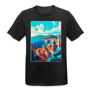 Dubrovnik Kroatien Vintage Reiseplakat Souvenir - Männer T-Shirt atmungsaktiv - Schwarz - Vorne - AI Model Male 178 light (178cm)