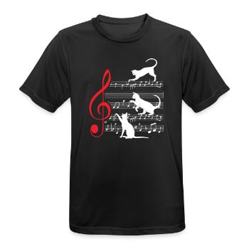 Cat Cats Sheet Music Musician - Men's Breathable T-Shirt - black - Front - AI Model Male 178 light (178cm)