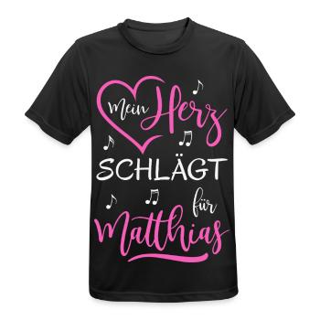 Mein Herz schlägt für Matthias - Männer T-Shirt atmungsaktiv - Schwarz - Vorne - AI Model Male 178 light (178cm)