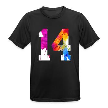 NUMBER 14 YEARS OLD 14TH BIRTHDAY - Men's Breathable T-Shirt - black - Front - AI Model Male 178 light (178cm)