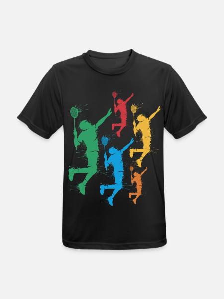 Federball Badmintonspieler Jungen Badminton Kinder - Männer T-Shirt atmungsaktiv - Schwarz