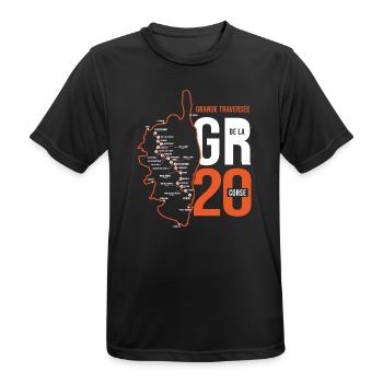 GR20 Korsika Wandern GR 20 Gr 20 Gr 20 Korsische Wanderung - Männer T-Shirt atmungsaktiv - Schwarz - Vorne - AI Model Male 178 light (178cm)