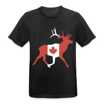 Hirsch mit kanadischer Flagge - Männer T-Shirt atmungsaktiv - Schwarz - Vorne - AI Model Male 178 light (178cm)