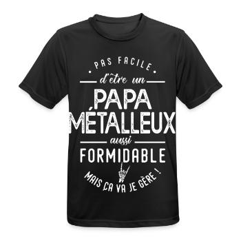 Papa Métalleux Cadeau Heavy Metal Rock Papa - T-shirt respirant Homme - noir - Devant - AI Model Male 178 light (178cm)