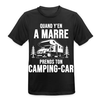 Quand y’en a marre camping-car - T-shirt respirant Homme - noir - Devant - AI Model Male 178 light (178cm)
