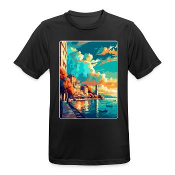 Thessalonique Grèce Affiche de voyage vintage souvenir - T-shirt respirant Homme - noir - Devant - AI Model Male 178 light (178cm)