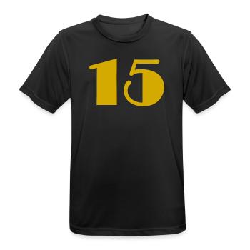 15. 15 ANS. 15e ANNIVERSAIRE. ANNIVERSAIRE 15 ANS. - T-shirt respirant Homme - noir - Devant - AI Model Male 178 light (178cm)