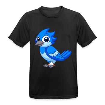 Blue Jay Niedliche Maskottchen Zeichentrickfigur Kawaii - Männer T-Shirt atmungsaktiv - Schwarz - Vorne - AI Model Male 178 light (178cm)