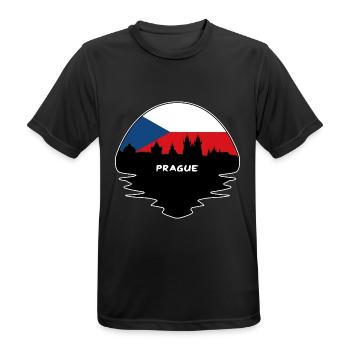 Prag Tschechien Flagge Skyline Silhouette Reisen - Männer T-Shirt atmungsaktiv - Schwarz - Vorne - AI Model Male 178 light (178cm)