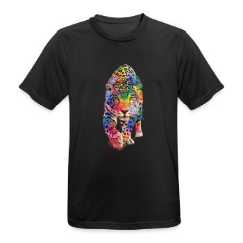 Multicolour leopard - Men's Breathable T-Shirt - black - Front - AI Model Male 178 light (178cm)